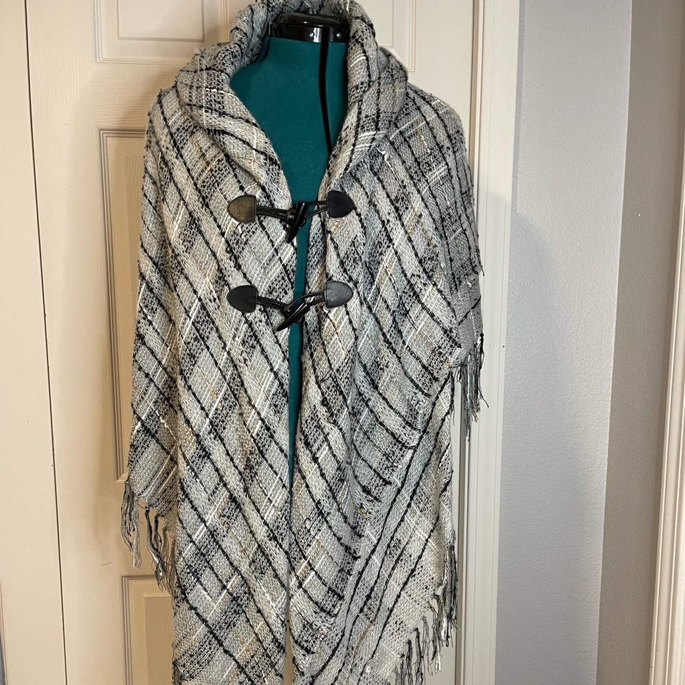 Plaid poncho